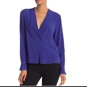 Rag & Bone Electric Blue Shields Silk V-Neck Blouse NWT